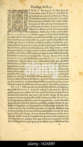 Gvlielmi Rondeletii... Libri de Piscibus Marinis BHL417 Stockfoto