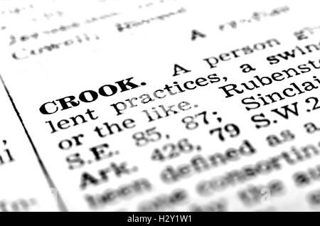 Definition der Gauner im Dictionary definiert Stockfoto