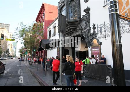 LFC-Legenden in Hollywood, moderiert von TV-Moderator Peter Mcdowell. Interviews und Q&A mit Luis Garcia, Robbie Fowler, Ian Rush und Garry Mc Allister.  Mitwirkende: Atmosphäre wo: Los Angeles, California, Vereinigte Staaten von Amerika bei: 27. Juli 2016 Stockfoto