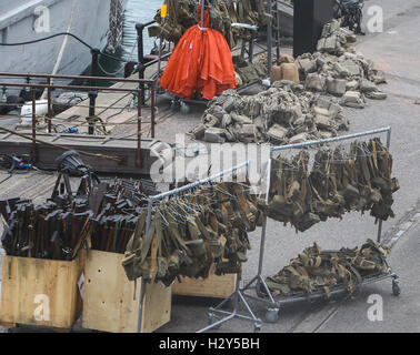 Christopher Nolan wird fortgesetzt, um den film "Dünkirchen" in Weymouth Hafen Featuring: Atmosphäre wo: Weymouth, Großbritannien: 28. Juli 2016 Stockfoto
