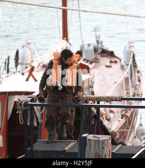 Christopher Nolan ist weiterhin der Film Dünkirchen im Hafen von Weymouth zu Filmen.  Mitwirkende: Harry Styles wo: Weymouth, Großbritannien wenn: 28. Juli 2016 Stockfoto
