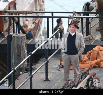 Christopher Nolan ist weiterhin der Film Dünkirchen im Hafen von Weymouth zu Filmen.  Mitwirkende: Christopher Nolan wo: Weymouth, Großbritannien wenn: 28. Juli 2016 Stockfoto