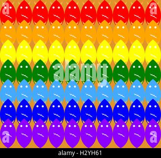 furchterregende Gesichter, gefärbt in Regenbogenfarben, im Muster Stock Vektor