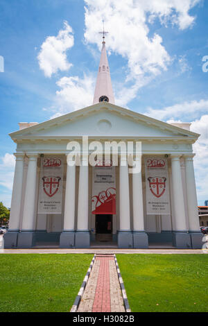 St.-Georgs Kirche in George Town, Penang, Malaysia. Eine historische christliche Kirche und ein beliebtes Touristenziel. Stockfoto