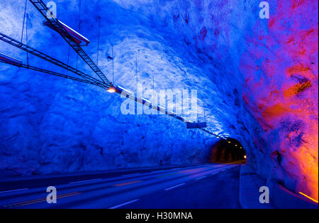 Laerdal-Tunnel, der längste Straßentunnel der Welt - Norwegen Stockfoto