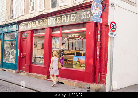 Vintage Ladenfront Boucherie Parmantel, Grand Rue, Nancy, Meurthe-et-Moselle, Frankreich Stockfoto