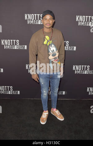 Buena Park, USA. 30. September 2016. Trevor Jackson bei "Knotts Scary Farm" schwarzer Teppich auf die Knotts Berry Farm. Buena Park, 30.09.2016 | Verwendung Weltweit/Picture Alliance © Dpa/Alamy Live-Nachrichten Stockfoto