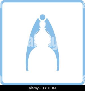 Nussknacker-Zangen-Symbol. Blauer Rahmen-Design. Vektor-Illustration. Stock Vektor