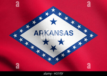 Arkansan offizielle Flagge, Symbol. Amerikanische patriotische Element. USA-Banner. Vereinigte Staaten von Amerika Hintergrund. Stockfoto