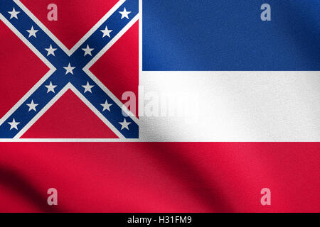 Mississippi offizielle Flagge, Symbol. Amerikanische patriotische Element. USA-Banner. Vereinigte Staaten von Amerika Hintergrund. Stockfoto