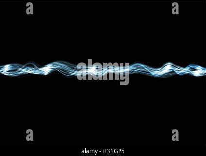Hintergrund blau glänzend irisierend elektrischen Welle. Vektor-Tesla Strom Neon leuchtende design Stock Vektor