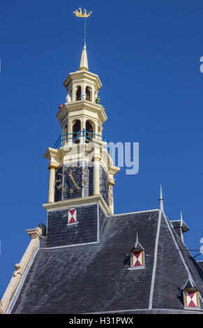 Detail des historischen Turms Hoofdtoren in Hoorn, Niederlande Stockfoto