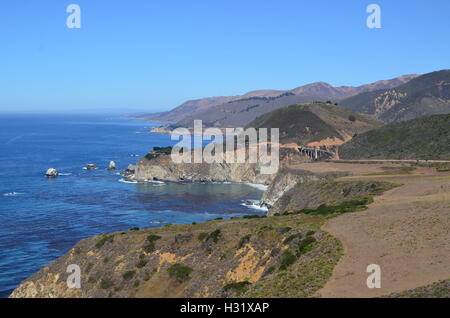 Panorama von der PCH zwischen Carmel und Cambria Stockfoto