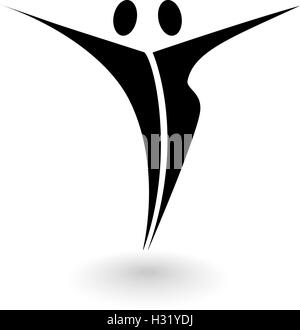 Stilisierte Logo mit einer männlichen und weiblichen Figur auf einem weißen Hintergrund Stock Vektor