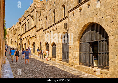 Allee der Ritter, Rhodos Old Town, Rhodos, Dodekanes Insel Inselgruppe, Griechenland. Stockfoto