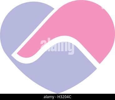 Isolierte abstrakt blau und rosa Farbe Menschenhände Logo. Mann und Frau Hände Logo zu berühren. Symbol für Liebe. Herzschild Form Beziehung. Dating und Ehe-Agentur-Symbol. Vektor-Illustration. Stock Vektor