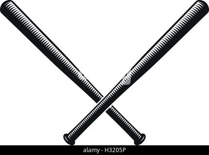 Isolierte abstrakt schwarz gekreuzt Baseball Bats Logo. American Sports Ausrüstung Schriftzug. Nationalen Spielsymbol. Vektor Baseball Bats Llustration. Stock Vektor