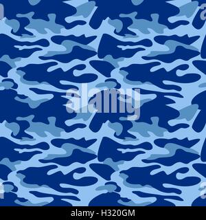 Camouflage Muster Hintergrund nahtlose Vektor Illustration. Klassische Kleidung Stil Maskierung camo wiederholen. Blau marine Stock Vektor