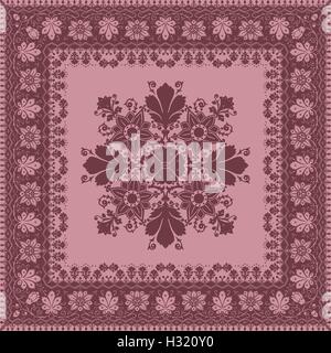 Vektor abstrakte ethnischen Schal Blumenmuster Rahmendesign für Hintergrund oder Wallpaper. Farben Trend lila Stock Vektor