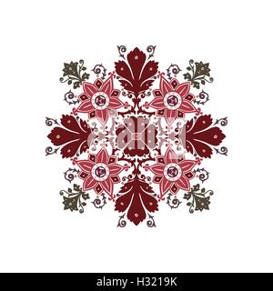 Vektor ethnischen blumen blumenstrauss runde Ornament auf weißem Hintergrund Stock Vektor