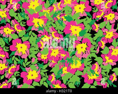 Frühling Sommer Blumen im Vintage Style. Jahreszeiten florales Muster Hintergrund Vektor Stock Vektor
