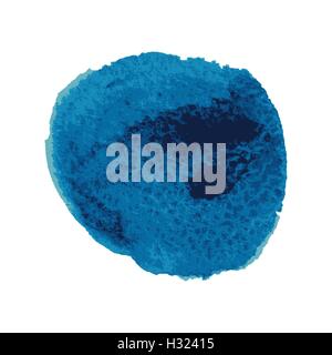 Blaue Vektor isoliert Aquarellfarbe Fleck Kreis Stock Vektor