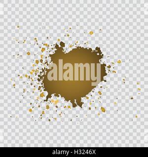 Gold Farbe Pinselstrich mit Ecken und Kanten auf transparenten grauen Hintergrund. Splash abstrakten Hintergrund, Rahmen-Vektor-Illustration. Stock Vektor