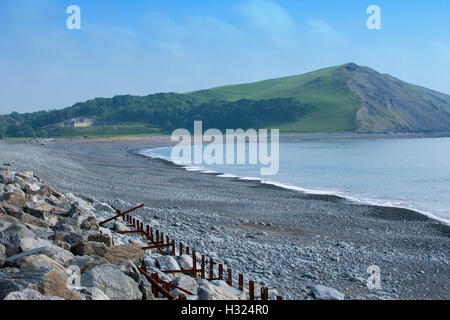 Tan Y Bwich Strand mit Herrenhaus in Aberystwyth Ceredigion Wales UK Stockfoto