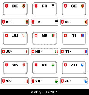 Plattennummern, Schweiz Stockfoto