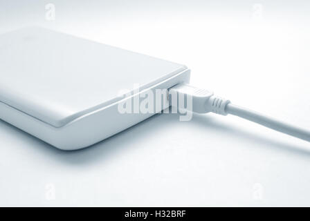 Tragbare externe Festplatte mit Mini-USB-Anschluss Stockfoto