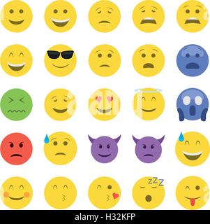 Satz von fünfundzwanzig Emoticons. Stock Vektor