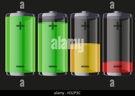 Wiederaufladbare Batterien mit Angabe Stock Vektor