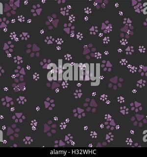 Tier Pfoten. Zufällige große Fußabdrücke. Nahtlose Muster. Vektor-Illustration. Stock Vektor