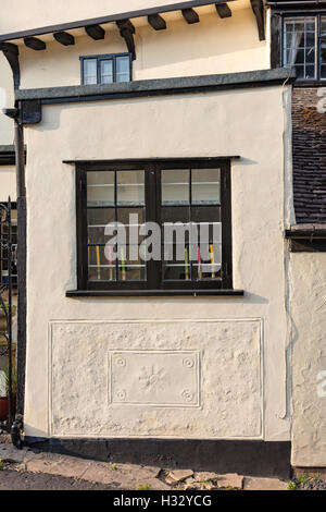 Rückseite der Hütten am Stony Lane gesehen vom Fischmarkt Straße, Thaxted, mit Pargetting, Essex UK Stockfoto