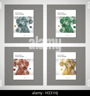 Abstrakte, Cover-Design, Business Broschüre Vorlage Layout, Geschäftsbericht, Broschüre oder Buch in A4. Sechseckige kreative Geometrien Stock Vektor