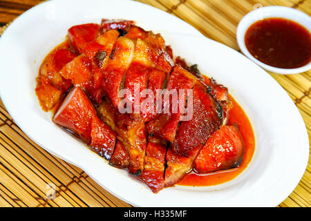 Saftige chinesische gebratene Schweinefleisch, chinesisches Essen Stockfoto