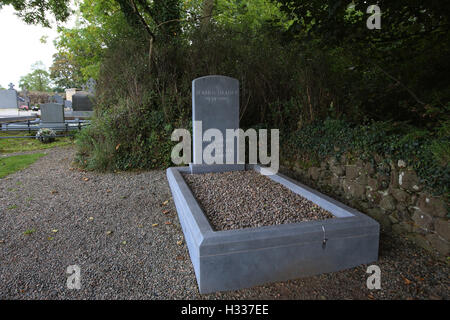 Der Grundstein für Seamus Heaney ist Grab, eingeschrieben mit einem Zitat aus einem seiner Gedichte. Der Dichter von Bellaghy, County Londonderry, starb in einem Krankenhaus in Dublin am 30. August 2013, im Alter von 74. Die Inschrift auf seinem Grabstein ist eine Zeile aus Heaneys Gedicht The Kies Walks, die er in seiner Dankesrede 1995 Nobelpreis verwendet. Es liest: "Walk on Air gegen Ihr besseres Wissen." Heaney Denkmal befindet sich in einer Ecke der Friedhof angrenzenden Str. Marys Pfarrkirche in Bellaghy, in der Nähe seiner Eltern und andere Mitglieder der Familie. Er erhielt den Nobelpreis für Literat Stockfoto