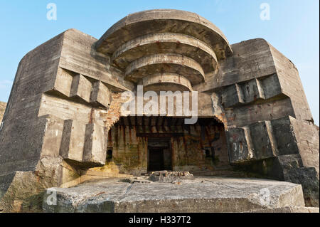 Deutsche Bunker aus dem 2. Weltkrieg, Atlantikwall, auf den Strand von Loekken, Nord-Jütland, Dänemark Stockfoto