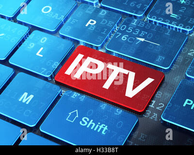 Web-Development-Konzept: IPTV auf dem Computer Tastatur Hintergrund Stockfoto
