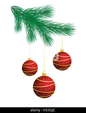 Weihnachtsbaum mit roten Kugeln Stock Vektor