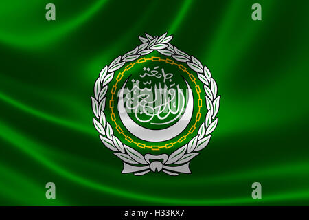 3D Darstellung der Flagge der arabischen Liga auf seidige Textur. Die Liga ist eine regionale Organisation gegründet, um die Interessen zu fördern Stockfoto