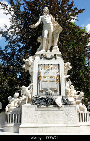 Mozart-Denkmal von Viktor Tilgner Oskar Im Burggarten von Wien, Oesterreich Stockfoto