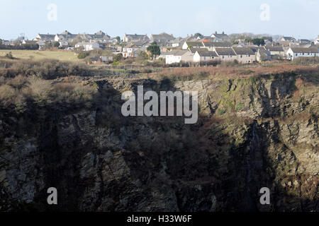 Die Cornish Delabole Schiefer Bergarbeiterdorf Stockfoto