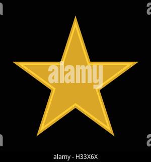 Gold Star Symbol auf schwarzem Hintergrund, isolierte Vector Illustration. Stock Vektor