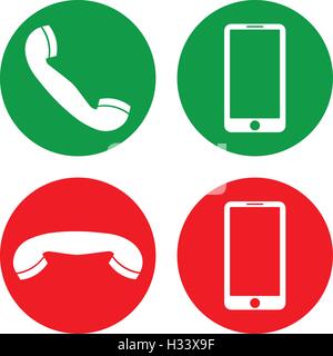 Anruf Icons Set, grün und rot Vektorgrafiken. Stock Vektor