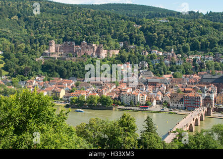 Heidelberg vom Philosophenweg, Baden-Württemberg, Deutschland Stockfoto