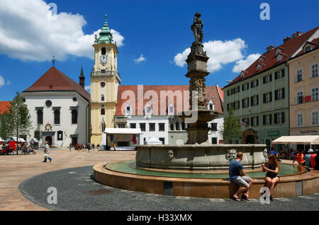 Altes Rathaus Mit Stadtmuseum Auf Dem Hauptplatz in Bratislava, Westslowakei, Slowakische Republik Stockfoto