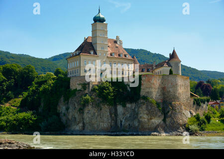 Schloss Schoenbuehel Auf Einem Felsen in Schoenbuehel an der Donau, Schoenbuehel-Aggsbach, Niederoesterreich, Oesterreich Stockfoto