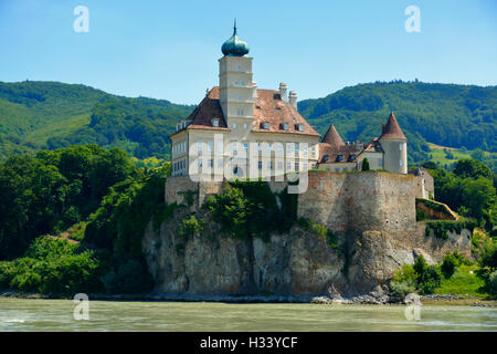 Schloss Schoenbuehel Auf Einem Felsen in Schoenbuehel an der Donau, Schoenbuehel-Aggsbach, Niederoesterreich, Oesterreich Stockfoto