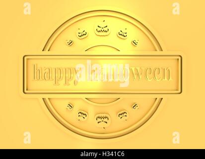 Gravierte Stempel mit Happy Halloween text Stockfoto